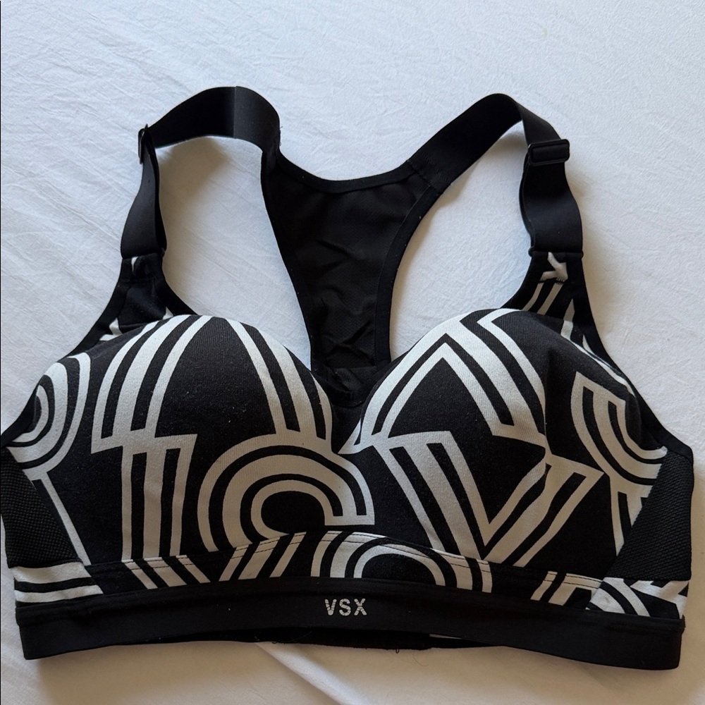VSX Geometric Black and White Sports Bra